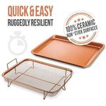 Oven Air Fryer Non-Stick Copper Crisper Rectangle Tray - Brown - 1 Pc