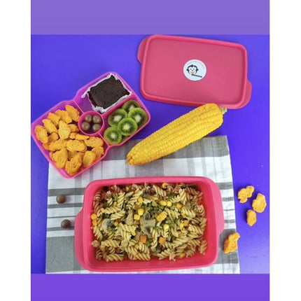 Banana Divided 2 Levels Lunch Box - 1.5 L - (1 Piece) - Pink