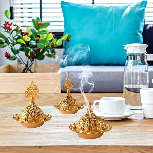 (3 Pcs) Ottoman Incense Burner Mini: Elegance and Décor at the Heart of Your Home - Luxury Design and Perfect for Gifts