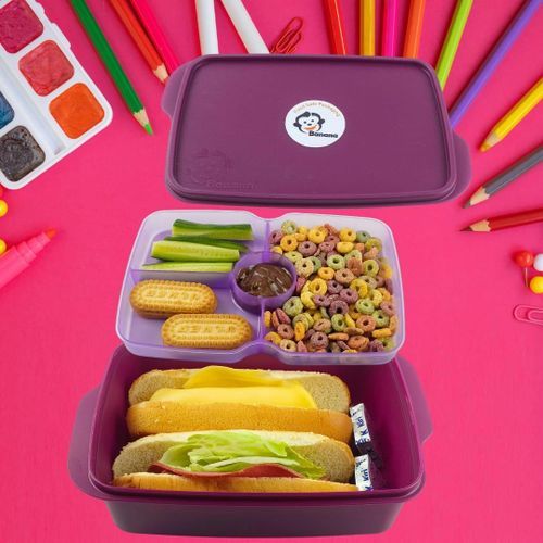 Divided 2 Levels Lunch Box - 1.5 L - 1 Pc -Purple