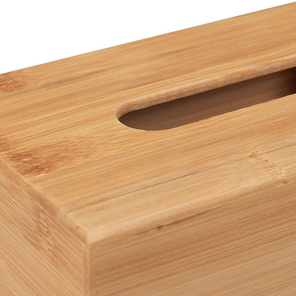 Imported Bamboo Tissue Box with Removable Bottom Natural Wooden Tissue Holder for Standard Tissue Paper and Wipes Boxes, Rectangular Tissue Dispenser, Natural