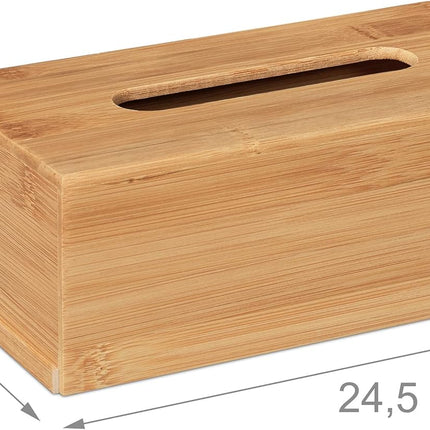Imported Bamboo Tissue Box with Removable Bottom Natural Wooden Tissue Holder for Standard Tissue Paper and Wipes Boxes, Rectangular Tissue Dispenser, Natural