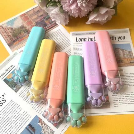 Highlighter pens - cat hand design 6 Pcs
