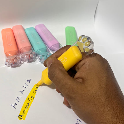 Highlighter pens - cat hand design 6 Pcs