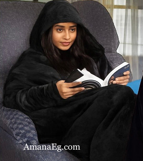 Mintra High Quality Blanket Cape/Hoodie - One Size Fits All - Black - 1 Pc