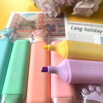 Highlighter pens - cat hand design 6 Pcs
