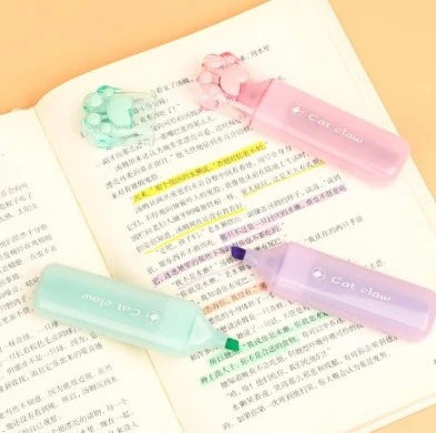 Highlighter pens - cat hand design 6 Pcs
