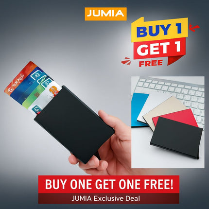 (1+1) Credit Card ID Holder & RFID Anti-Scan Metal Wallet Cash Clip - 1 Pc