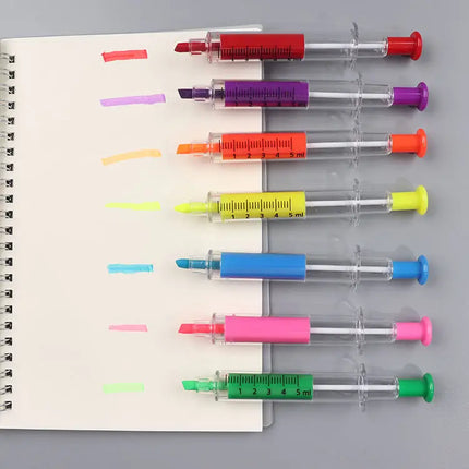 High Quality ( High Lighter \ Blue Pen) - Syringe Design - 6 Pcs