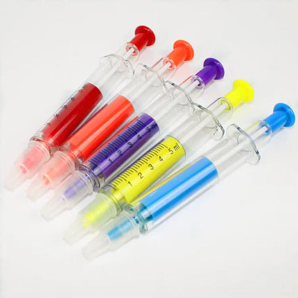 High Quality ( High Lighter \ Blue Pen) - Syringe Design - 6 Pcs