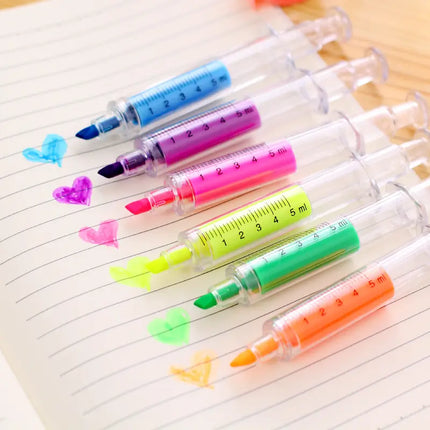 High Quality ( High Lighter \ Blue Pen) - Syringe Design - 6 Pcs