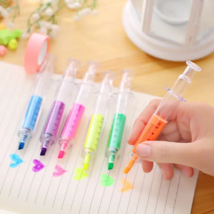 High Quality ( High Lighter \ Blue Pen) - Syringe Design - 6 Pcs