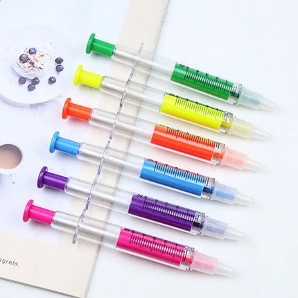 High Quality ( High Lighter \ Blue Pen) - Syringe Design - 6 Pcs