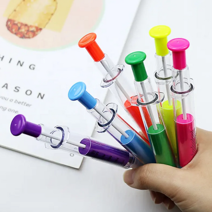 High Quality ( High Lighter \ Blue Pen) - Syringe Design - 6 Pcs