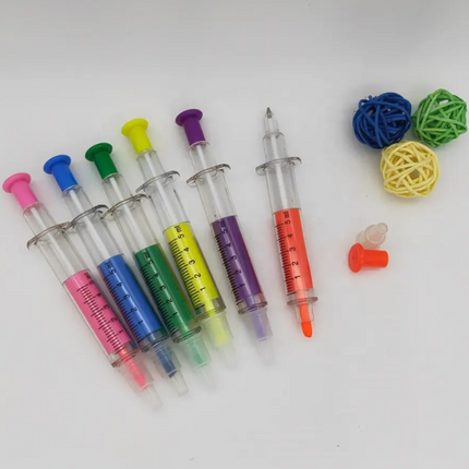 High Quality ( High Lighter \ Blue Pen) - Syringe Design - 6 Pcs