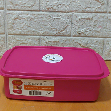 Banana Divided 2 Levels Lunch Box - 1.5 L - (1 Piece) - Pink