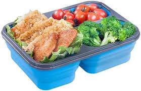(Large) Silicone Lunch Box & Leak-proof Cover - (Blue) - 1 Piece