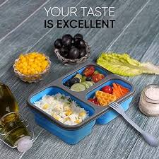 (Large) Silicone Lunch Box & Leak-proof Cover - (Blue) - 1 Piece