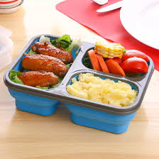 (Large) Silicone Lunch Box & Leak-proof Cover - (Blue) - 1 Piece