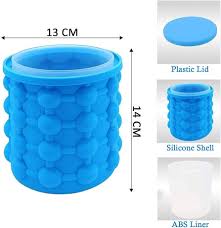 Silicone Ice Cube Maker Bucket ,Blue