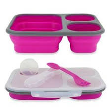 Foldable Healthy Silicone Lunch Box - Leak-proof Cover - Pink