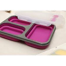 Foldable Healthy Silicone Lunch Box - Leak-proof Cover - Pink