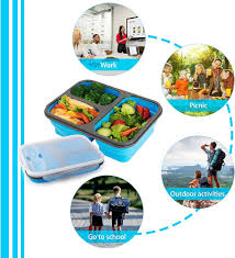 (Large) Silicone Lunch Box & Leak-proof Cover - (Blue) - 1 Piece