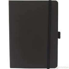 Notebook A5 - Cream Paper - Soft Solid Rubber Leather - Black Cover