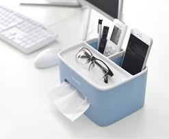 Ecoco Multifunctional Facial Tissue Box Cover With Tools Holder - Blue (Medium)