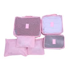 Bags Set 6 Pieces For Organizing, Traveling And Storing - Pink